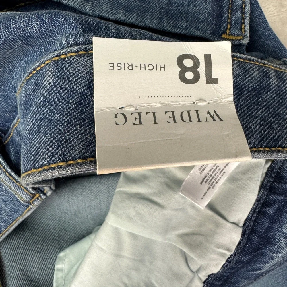 Lane Bryant Double Knee‎ Carpenter Wide Leg Jeans Womens 18 Blue High Rise New